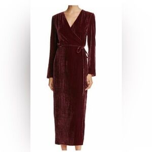 WAYF Velvet Wrap Dress size 2/4 -Small - Deep Red